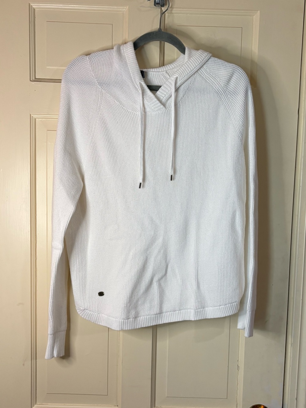 Lauren Ralph Lauren White Women's Waffle-Knit Hoodie Size Large Resort Travel - Picture 9 of 9